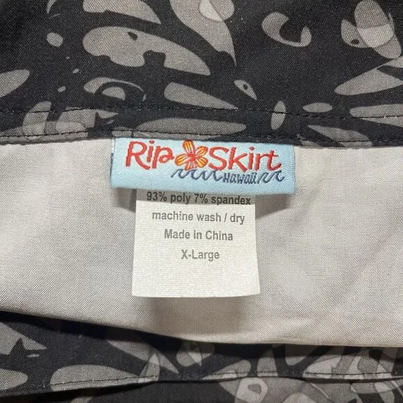 RipSkirt Hawaii Womens Wrap Skirt Size XL Length 1 Shibori Charcoal Print EUC - Picture 4 of 8